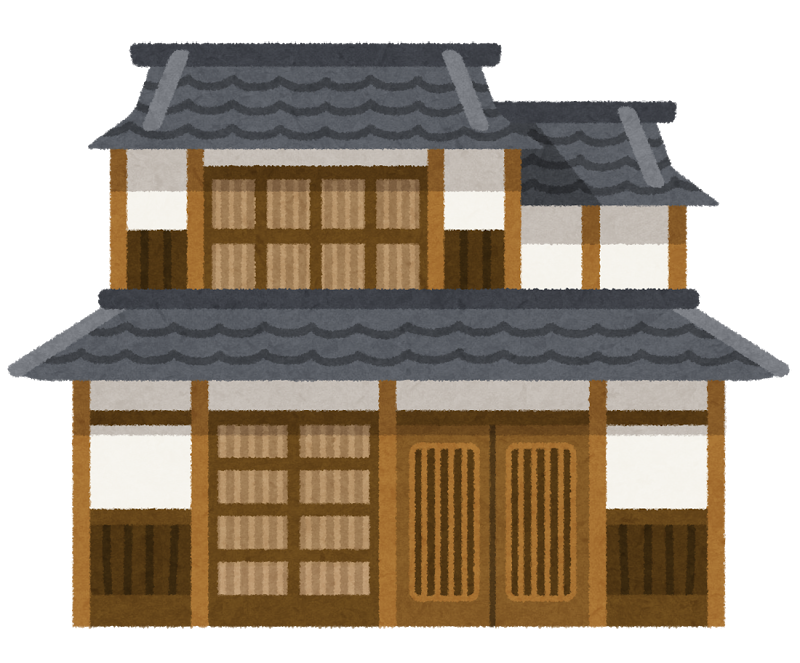 木造瓦屋根の 昔ながらの日本家屋 古民家 のイラスト ３つの顔を持つ男のブログ